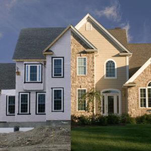 before and after of a siding job completed in Minneapolis, Minnesota. 