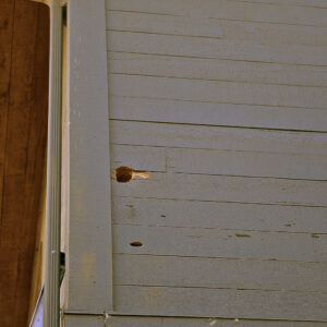 damaged residential siding from a woodpecker