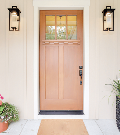 brown entry door in minneapolis